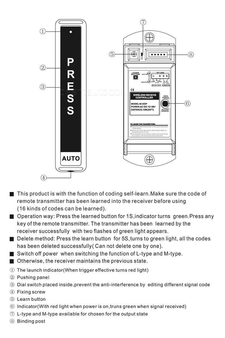 Wireless Remote Program Switch For Automatic Doors