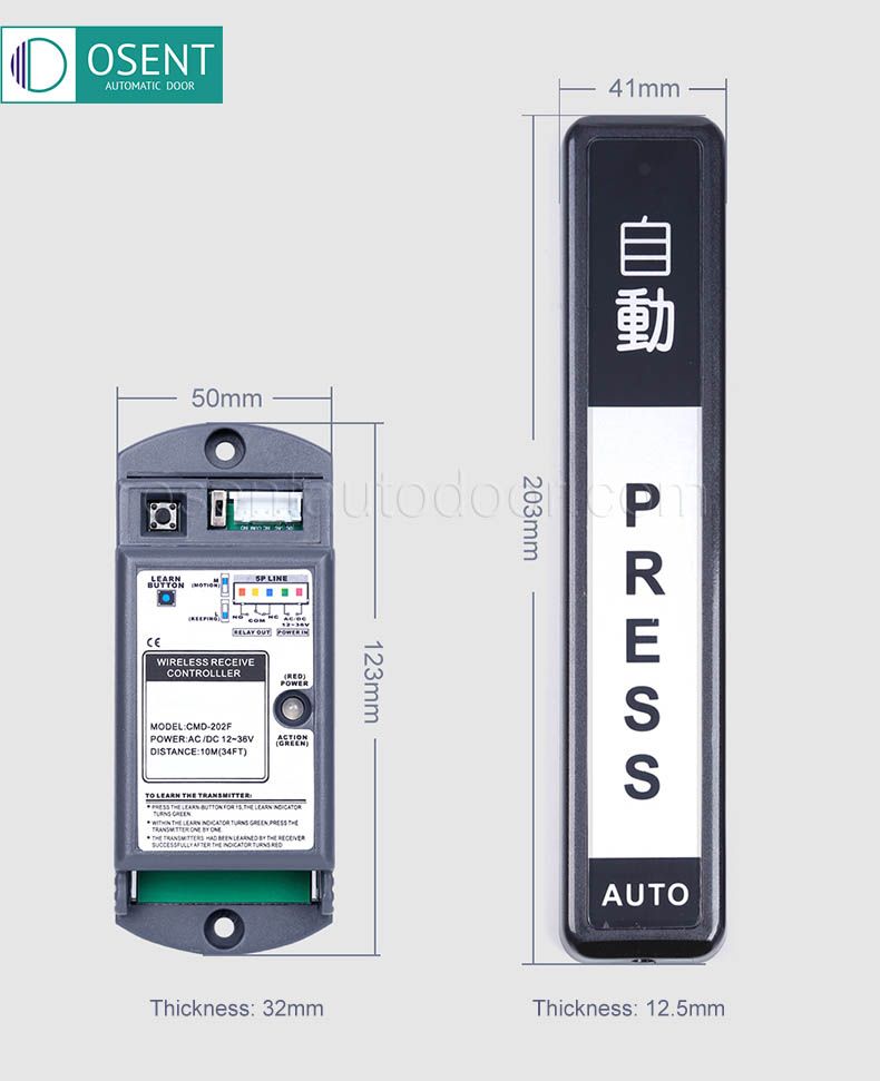 size of wireless pushbutton Switch